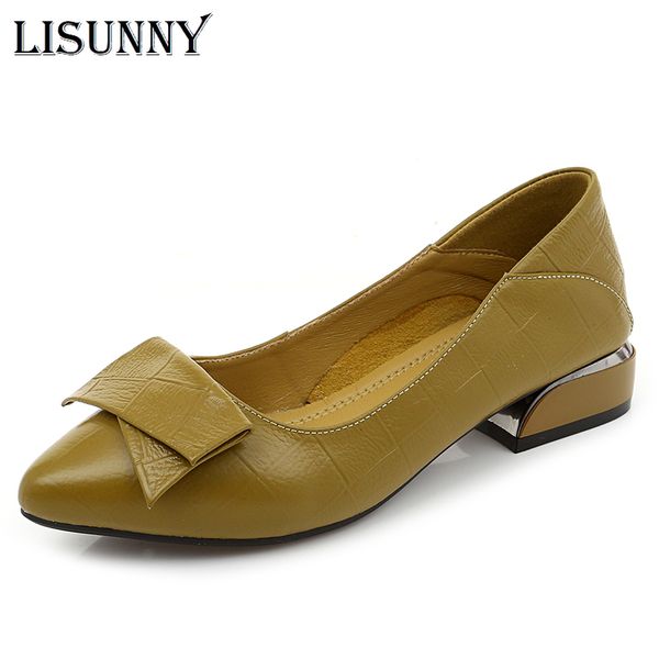 

lisunny brand shoes thick heel ladies pumps genuine leather pointed toe colorful square heels party handmade shoes women, Black