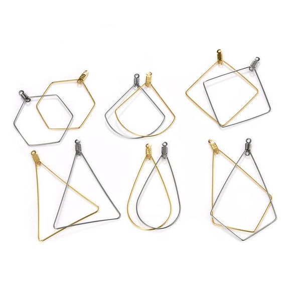 

20pcs stainless steel earrings pendants diy accessories gold color geometric shaped jewelry making handmade findings