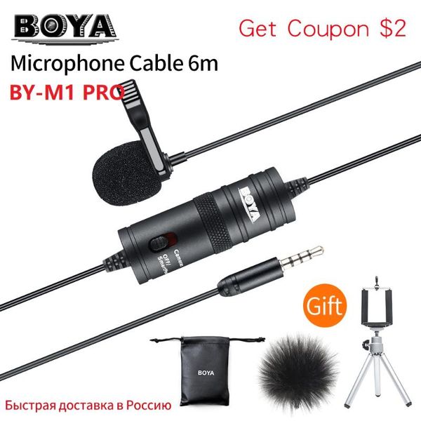 

boya by-m1 pro lavalier microphone clip-on condenser mic wired 3.5mm mic for smartphone mac vlog dslr camcorder audio