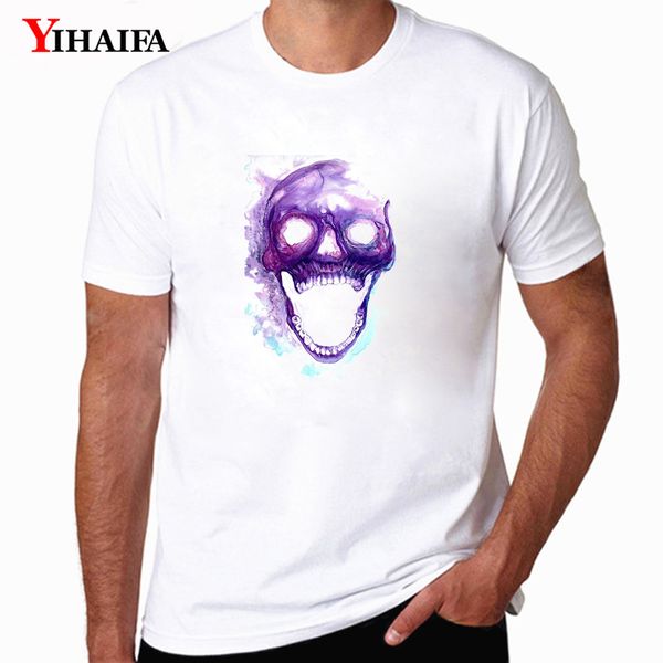 

yihaifa stylish men t-shirt smog skull graphic tees printed tee shirts halloween short sleeve casual mens t shirts