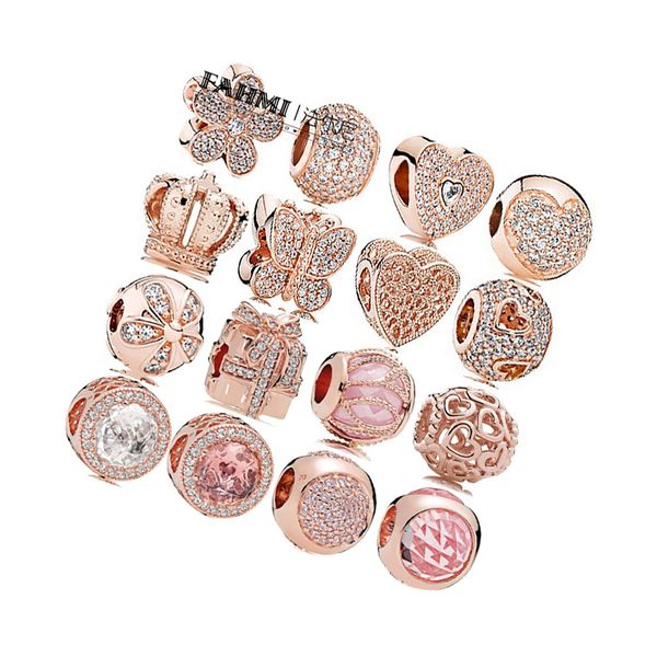 

fahmi 925 sterling silver charm rose gold crown gift three beads bow temperament exquisite fashion vintage ladies bead jewelry, Black