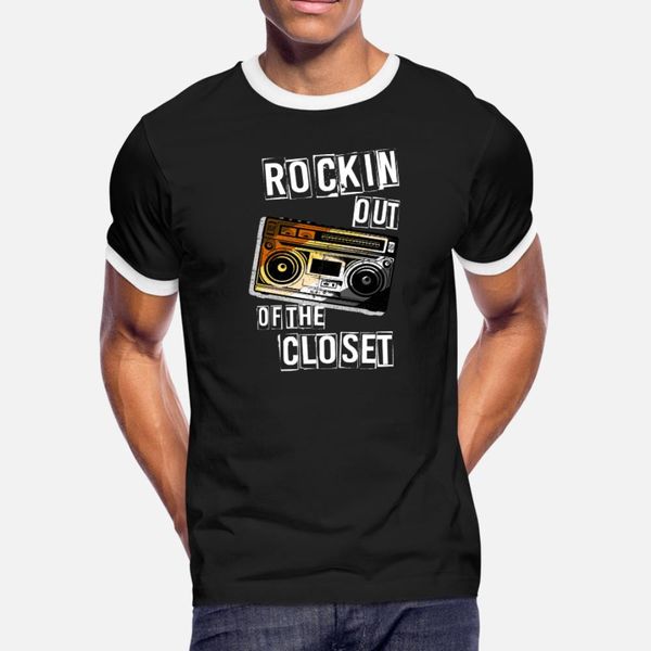 

bear gay pride rockin out of the closet lgbtq para t shirt men personalized short sleeve round neck family gift comical letters shirt