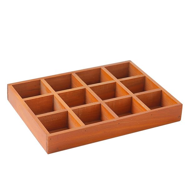 

12 grids grocery square retro wooden succulent balcony office storage box garden
