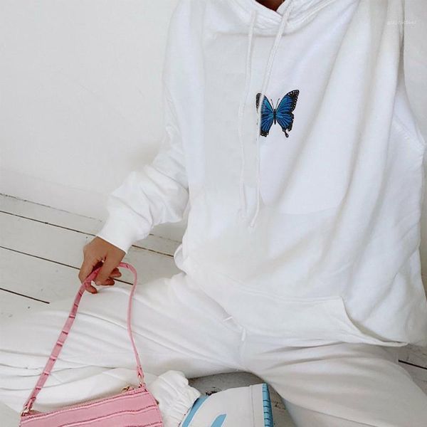 

color hoodies women clothing women hoodie fashion butterfly embroidery pattern hoodies casual o-neck long sleeve natural, Black