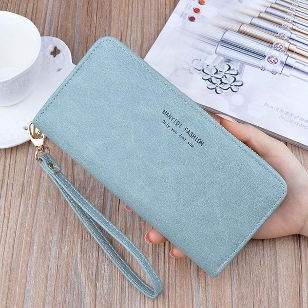 

green key wallet lady cardholder long zipper clutch large capacity wallet simple retro mother soft wallet mobile phone bag 38