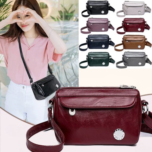 

women's luxury bag shoulder new pu soft high-quality multi-layer ladies zipper messenger bag designer leather 2020 double qevdh