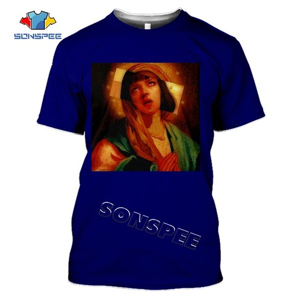 

men movie pulp fiction poster virgin mary 3d print shirts aesthetic comics hentai men clothing