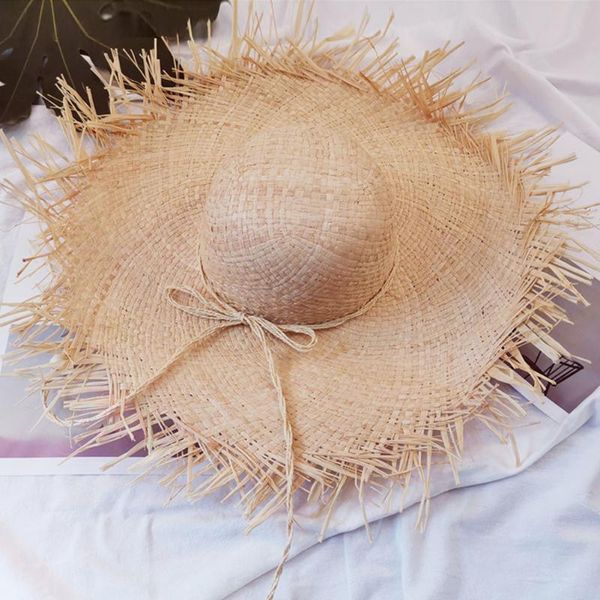 

sunshade outdoor handmade weave gift straw leisure raffia wide brim practical fashion travel beach cap sun hat, Blue;gray