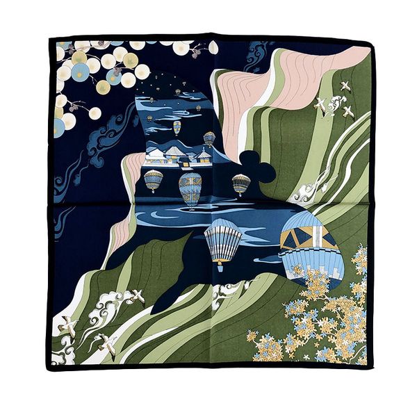

square silk scarf women fashion print small neck scarfs lady hair band foulard hand kerchief female bandana shawl, Blue;gray