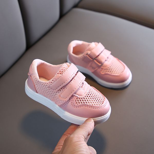 

summer kids sport shoes fashion solid color mesh breathable boys sneakers flat children girls running shoes shs054, Black