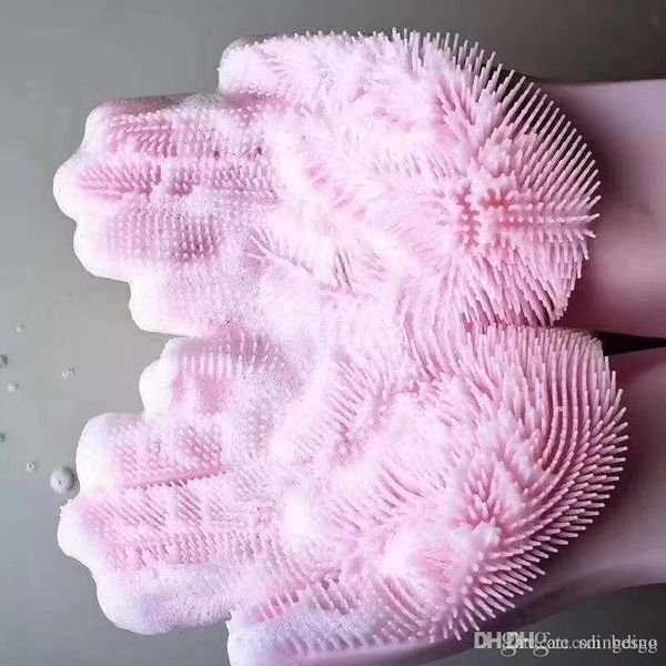 

wholesale multifunctional waterproof non-slip soft rubber magic silicone dishwashing gloves kitchen bathroom pet bath cleaning gloves dh0111