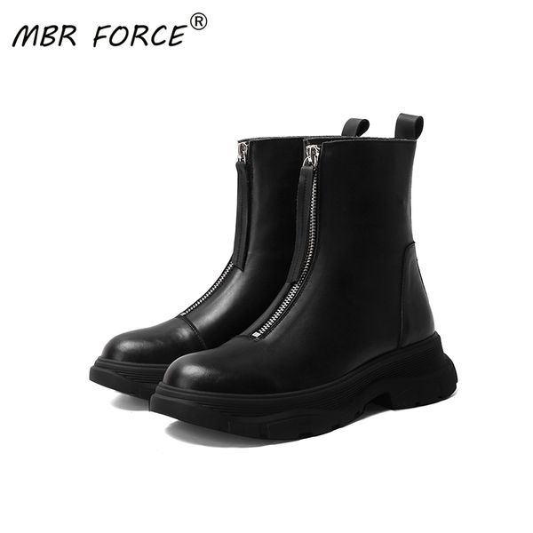 

mbr force fashion ladies classic comfortable european and american style zipper tendon non-slip sole ankle boots, Black