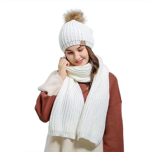 

winter scarf and hat set women 200cm knitted warm girls thicken knitting collars skull caps beanie ball hats fashion 78.74, Blue;gray