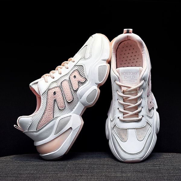 

spring and summer new ladies thick bottom sports shoes fashion ladies flat casual shoes thick bottom women's father, Black