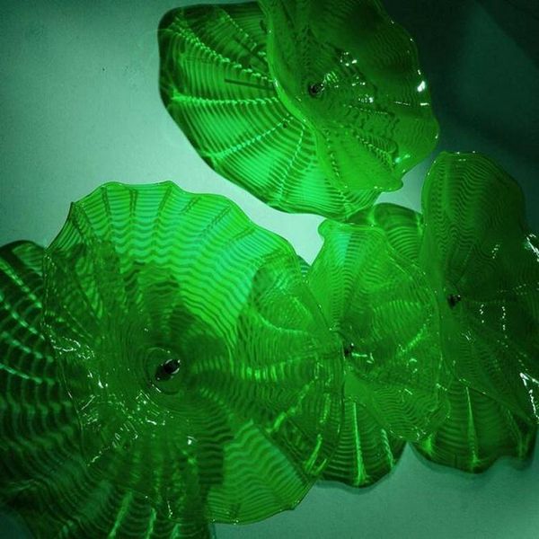 

2020 green wall plates for home energy saving light source chihuly style hand blown glass wall lamps