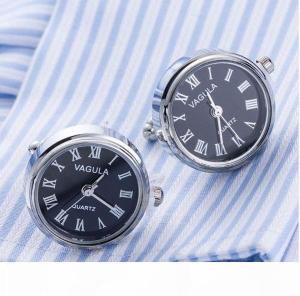 

new arrival real watch cufflinks vagula clock cuff links with battery tourbill machine core mechanical gemelos, Silver