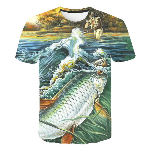 

fishing fish new o collar summer 3d print shirts aesthetic comics hippie men clothing