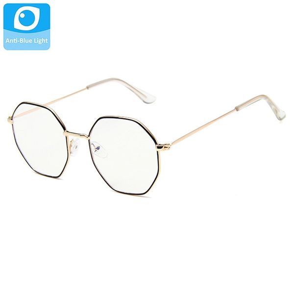 

metal frame anti blue light glasses men eyewear women retro eye glasses female clear lens spectacles eyepiece shades male, White;black