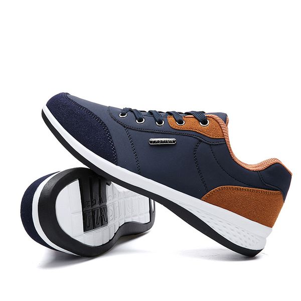 

2020 autumn new men shoes lace-up men fashion shoes microfiber leather casual sneakers winter flats 39-44, Black