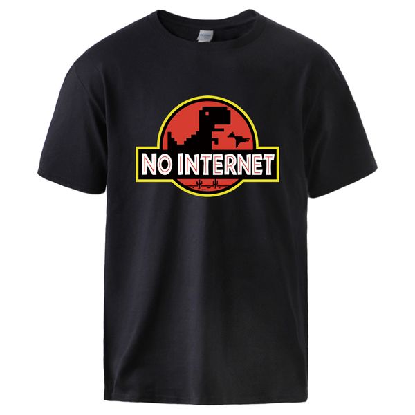 

no internet man summer casual tshirt novelty dinosaur print cotton short sleeve sportswear tee 2020 sell male casual