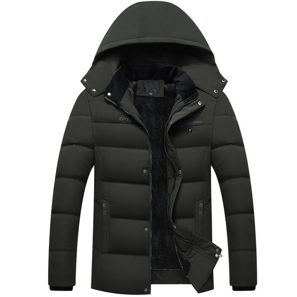

men's down & parkas hooded coat men plus velvet cotton cotton-padded jacket, Black