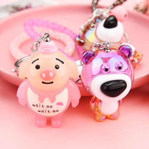 

the new 2020 creative pig eight quit to fashion cartoon car accessories ladies handbags key chain, Silver