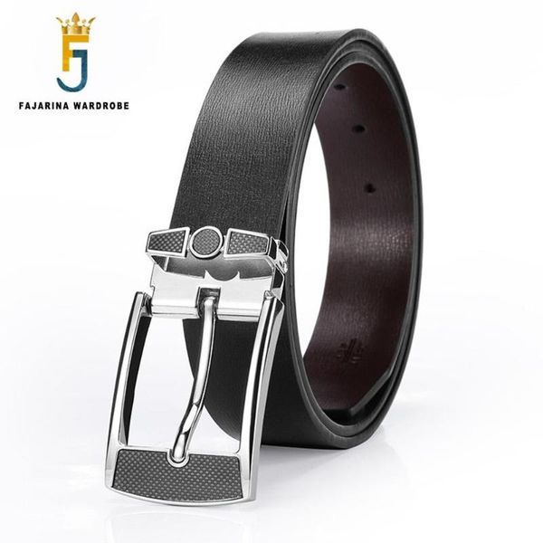 

fajarina quality casual fashion designer pin buckle genuine leather men belts for men men's brand fashion leather belt lufj491, Black;brown