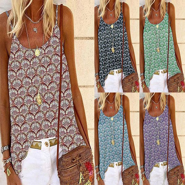 

cross-border 2020 summer new european and american womens bohemian printed loose strap women, White;black