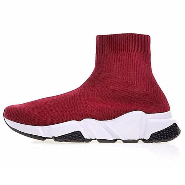 

2019 new mens womens sneakers fashion quality knit socks shoes speed trainer high race runners black white slip-on triple s casual shoes