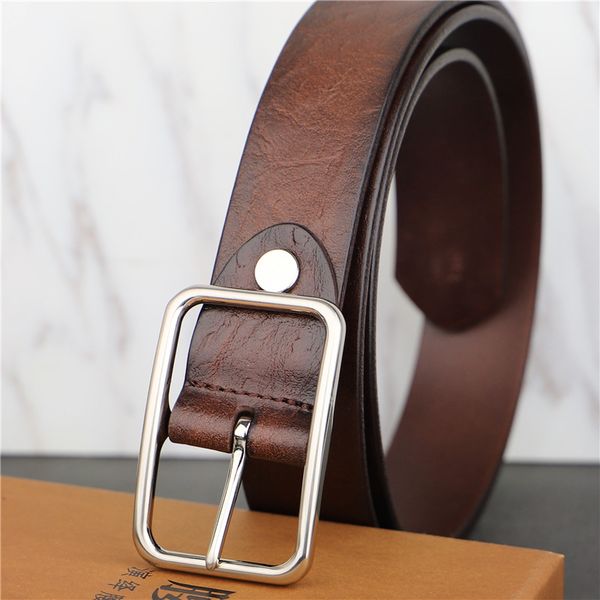 

men's leather belt youth leather pin buckle leisure wild belt hand-made of pure vintage jeans high-end, Black;brown