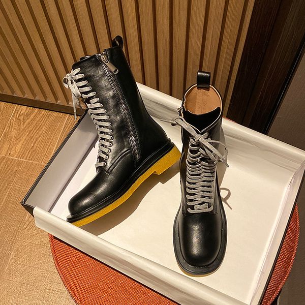 

genuine leather boots rubber women platform shoes ladies booties woman 2020 women's high boots autumn female shoes black