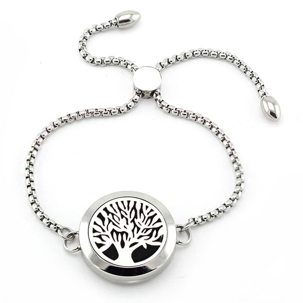 

wholesale fashion 316l stainless steel 25mm perfume locket essential oil diffuser bracelet (felt pads), Black