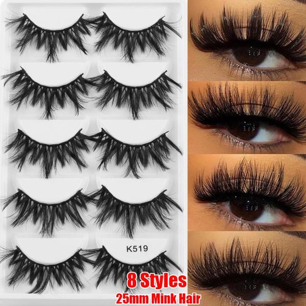 

5 pairs 25mm multilayers lashes 3d mink hair false eyelashes thick criss-cross wispies fluffy eyelashes extension makeup tools