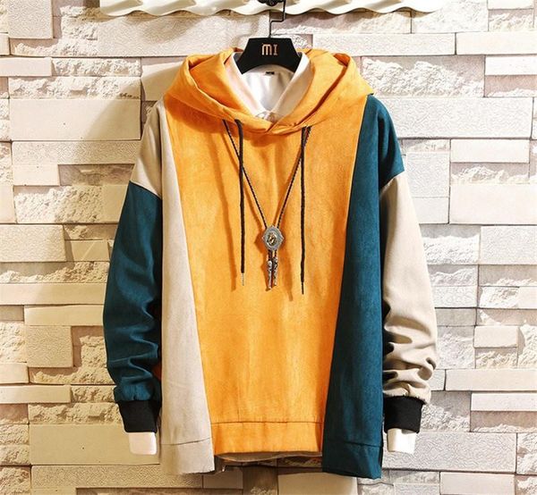 

sweatshirts mens designer patchwork hoddies contrast color long sleeve homme clothing mens hooded collar pullover fashion, Black