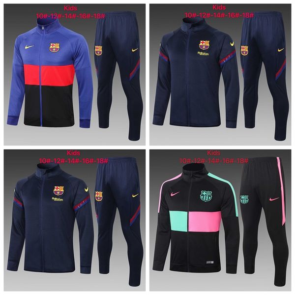 

20 21 kids barcelona soccer football tracksuit enfant jacket survetement boy maillot de foot jacket training suit #12215, Gray
