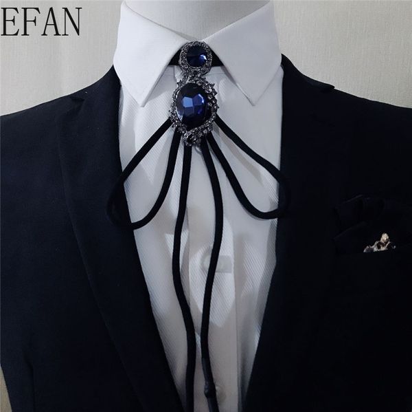 

luxury dark blue rhinestone bow tie retro fashion shiny all-match tassels wedding party host accessories necklace bolo ties, Blue;purple