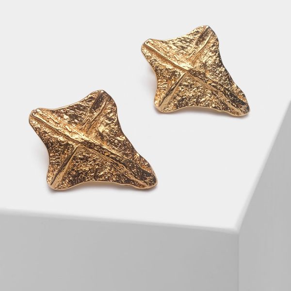 

stud amorita boutique vintage cruciform shell earrings, Golden;silver