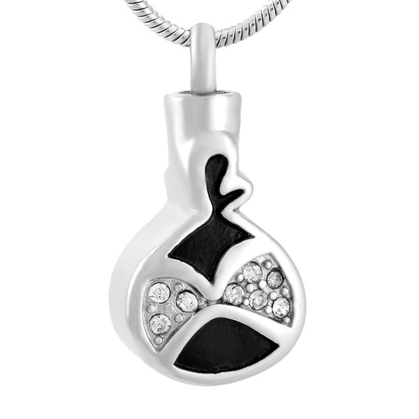 

ijd9626 stainless steel cremation inlay crystal keepsake pendant for ashes urn memorial souvenir necklace jewelry, Silver