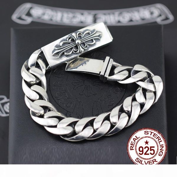 

s925 sterling silver men's bracelet personalized vintage classic punk style military holy sword hip-hop fashion gift send lover, Black