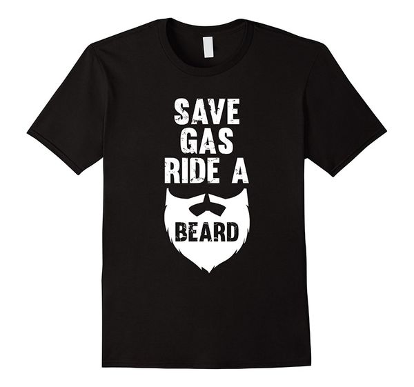 

new fashion graphic letter men casual cotton short sleeve save gas ride a beard funny beard shirt moustache black t shirt