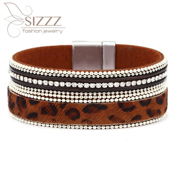 

2020 leopard print explosion cross-border jewelry exaggerated nightclub wild personality bracelet&bangles for women, Golden;silver