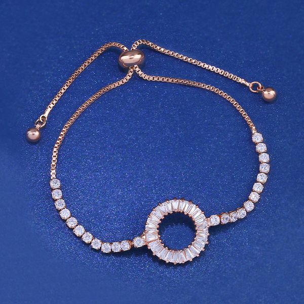 

ocesrio brand designer bracelet silver color zirconia chain hollow round charm bracelet for women bride wedding jewelry brt-a23, Red;blue