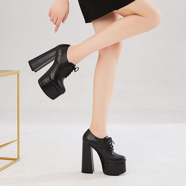 

супер high14.5cm из натуральной кожи женская обувь на высоких каблуках дамы валентина мода партии свадебные туфли ступенчатые насосы роскошн, Black