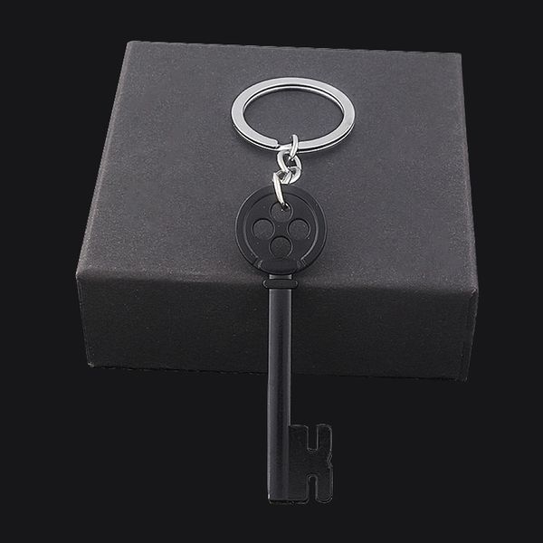 

movie coraline black button key skull keychain horror neil gaiman treasure chest key pendant chain for kids halloween gift, Silver