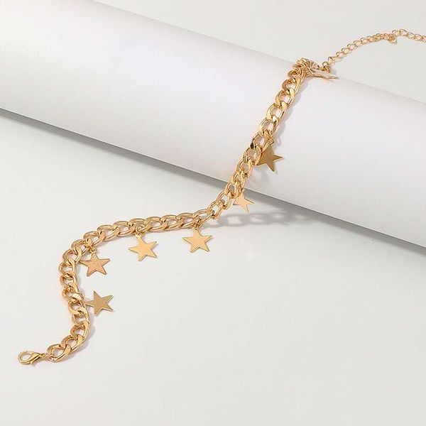 

cuba hip hop golden/silver star thick chunky chain choker necklace jewelry women exaggerated twisted long chain charm necklace