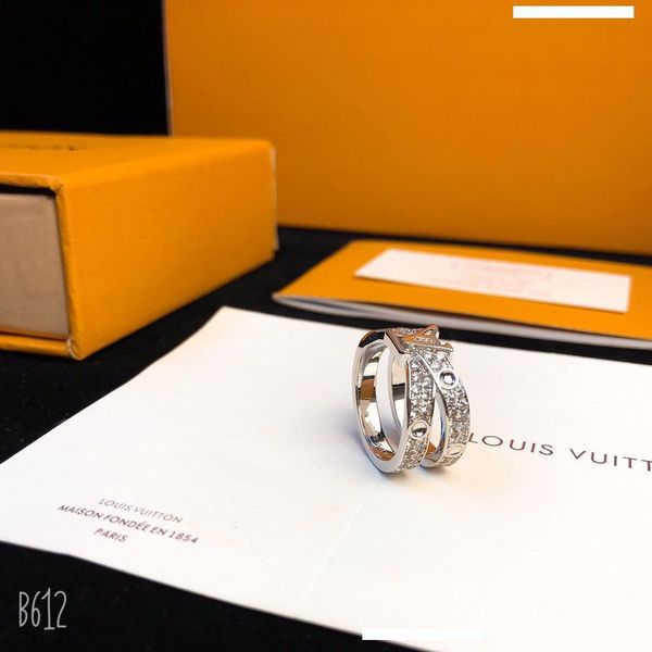 

luxury design diamond letter ring design exquisite ring smart sparkling ring fashion rings accessories supply58, Silver
