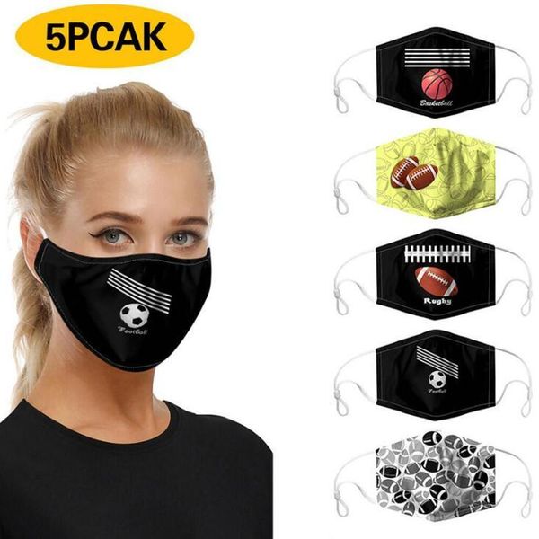 

softball face masks ball printed face masks football sports mask adjustable ear-loop mouth cover washable dustpoof printing masks dha708