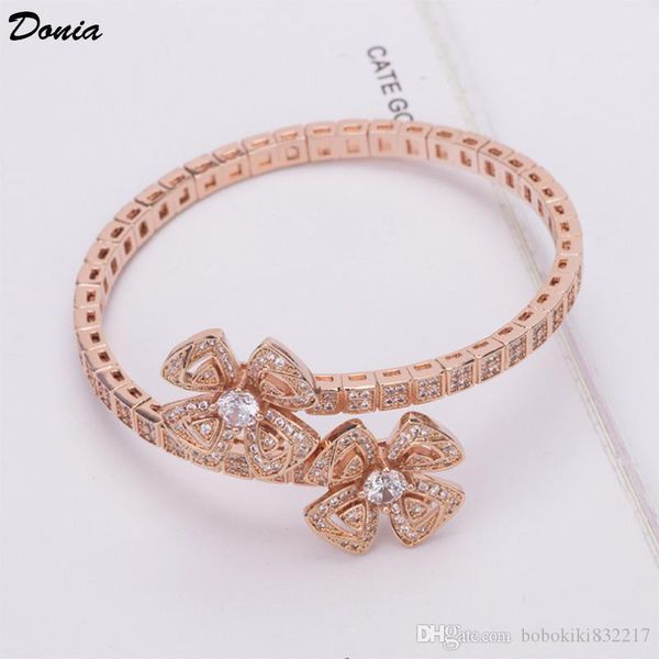 

donia jewelry party euro american fashion card series flower classic micro inlaid zirconia bracelet women's bracelet birthday christmas, Black