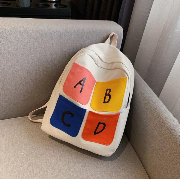 

schoolbag большой емкости для студентов рюкзак женщин холст рюкзак с письмо девушка мешки плеча