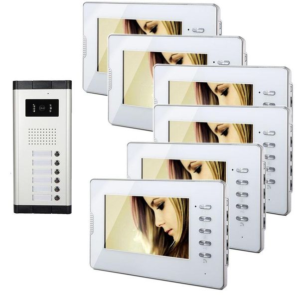 

cgjxsxinsilu one to six video doorphone kit configuration professional 7 inch display 1v6 video intercom phone v70d -520c -6